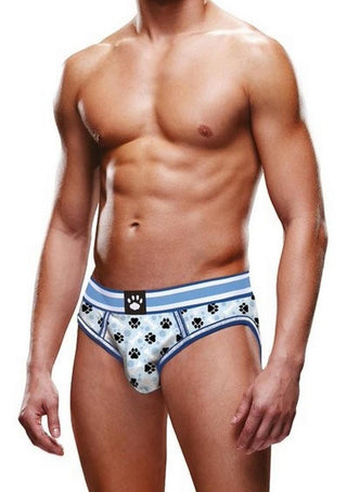 Prowler Blue Paw Open Brief - Blue/White - Medium