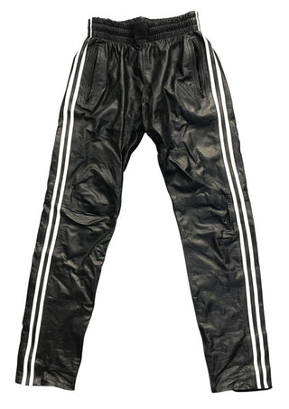 Prowler Red Leather Joggers - Black/White - Small