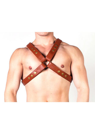 Prowler Red X Chest Harness - Large - Brown/Brass - Brown/Metal - Large