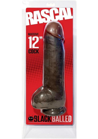 Rascal Chi Chi Larue's Black Balled Massive Cock Waterproof - Black/Brown - 12in