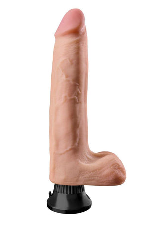 Real Feel Deluxe No. 10 Wallbanger Vibrating Dildo with Balls - Flesh/Vanilla - 10in