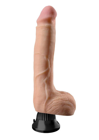 Real Feel Deluxe No. 7 Wallbanger Vibrating Dildo with Balls - Flesh/Vanilla - 9in