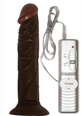 Real Skin All American Whoppers Vibrating Dildo Latin - Brown/Chocolate - 7in