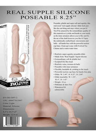 Real Supple Poseable Silicone Dildo with Balls