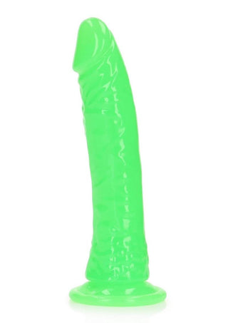 Realrock Slim Glow In The Dark Dildo with Suction Cup - Glow In The Dark/Green - 7in