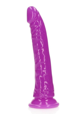 Realrock Slim Glow In The Dark Dildo with Suction Cup - Glow In The Dark/Purple - 7in