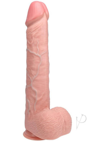 Realrock Ultra Realistic Skin Extra Large Straight Dildo with Balls and Suction Cup - Vanilla - 15in