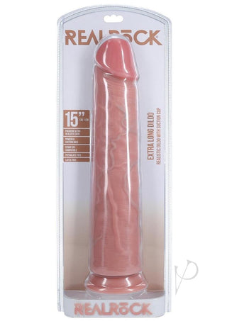 Realrock Ultra Realistic Skin Extra Large Straight Dildo with Suction Cup - Vanilla - 15in