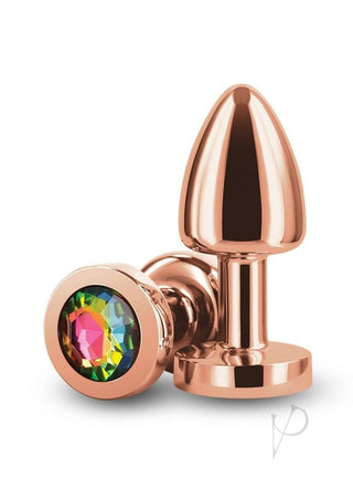 Rear Assets Aluminum Anal Plug - Petite - Metal/Multicolor/Rainbow/Rose Gold - XSmall