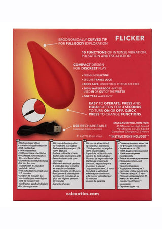 Red Hot Flicker Rechargeable Silicone Massager