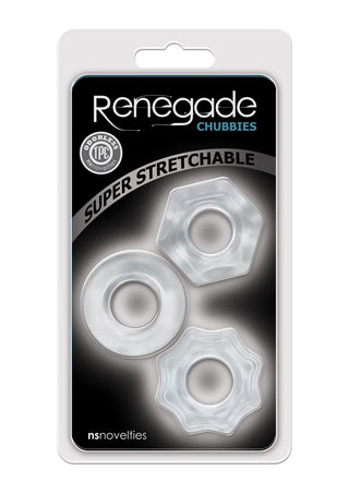 Renegade Chubbies Super Stretchable Cock Rings - Clear - Set Of 3