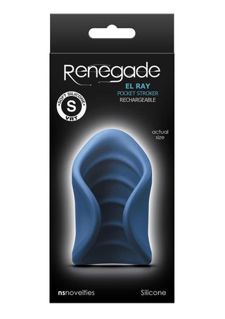 Renegade El Ray Rechargeable Silicone Vibrating Pocket Stroker - Blue