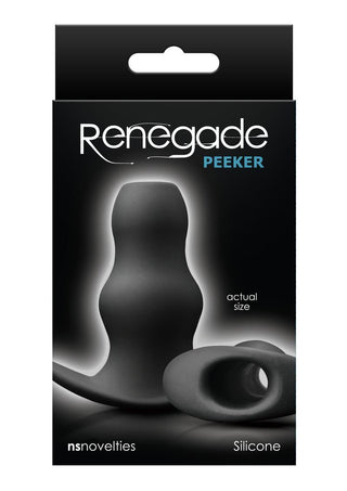 Renegade Peeker Silicone Hollow Butt Plug - Black - Small