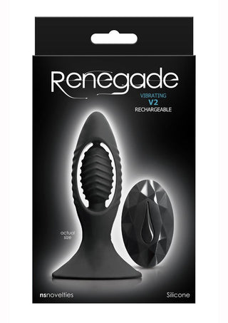 Renegade V2 Silicone Rechargeable Anal Plug with Remote Control - Black