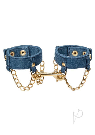 Ride 'Em Premium Denim Collection Wrist Cuffs - Blue