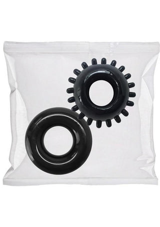 Rock Solid Cock Ring Set 2-Pack Bulk Refill - Black - 50 Piece