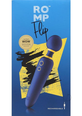 Romp Flip Rechargeable Silicone Wand Massager - Blue