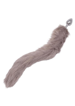 Running Wild Grey Tail Faux Fur Tail and Metallic Anal Plug