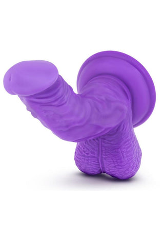 Ruse Magic Stick Silicone Dildo with Balls - Purple - 7in