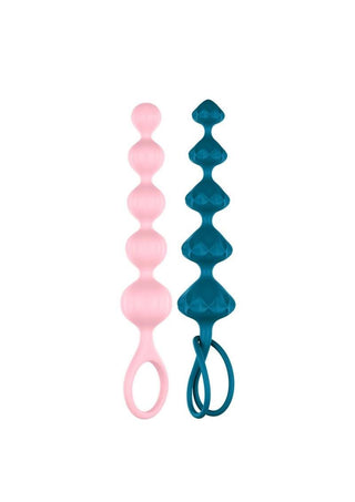 Satisfyer Love Beads Silicone Anal Beads Pink and Blue (2 Each