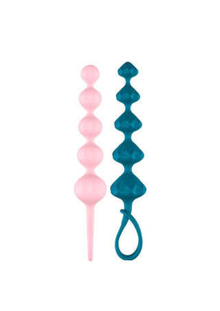 Satisfyer Love Beads Silicone Anal Beads Pink and Blue (2 Each