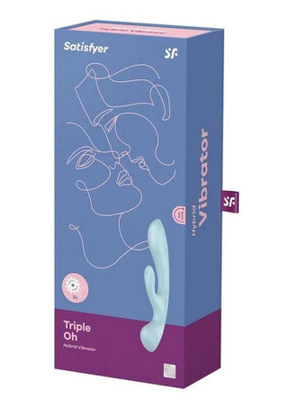 Satisfyer Triple Oh Rechargeable Silicone Dual Stimulating Vibrator - Blue/Light Blue