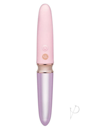 Secret Kisses Glass Lipstick Rechargeable Silicone Dual End Vibrator - Clear/Pink