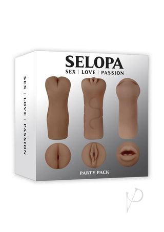 Selopa Party Pack Oral, Vaginal and Anal Strokers - Chocolate - 3 Per Pack