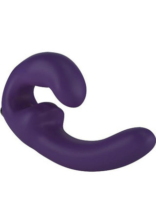 Sharevibe Silicone Strapless Strap-On Dildo with Rechargeable Bullet - Dark