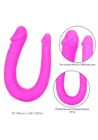 Silicone Double Dong AC/DC Dong Pink Dual Penetration Non Vibrating Silicone Double Dong