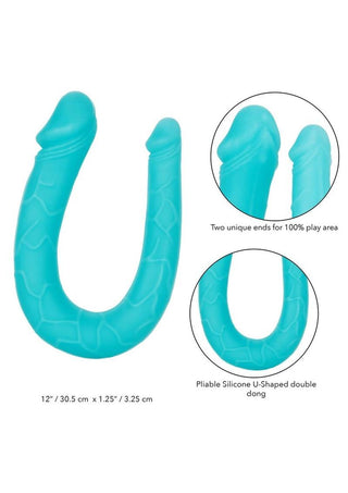 Silicone Double Dong AC/DC Dong Teal Dual Penetration Non Vibrating Silicone