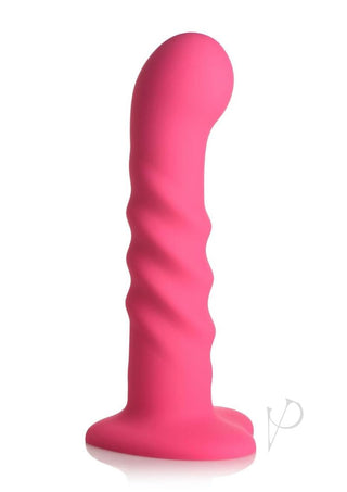 Simply Sweet 21x Vibrating Ribbed Rechargeable Silicone Dildo with Remote - Pink