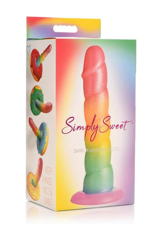 Simply Sweet Swirl Silicone Rainbow Dildo - Multicolor