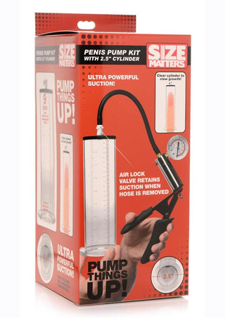 Size Matters Penis Pump Kit with Cylinder - Clear - 2.5in