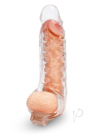 Size Up Studded Clear View Penis Extender with Ball Loop - Clear - 1in