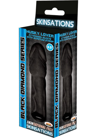 Skinsations Black Diamond Husky Lover Extension Sleeve with Scrotum Strap - Chocolate - 6.5in