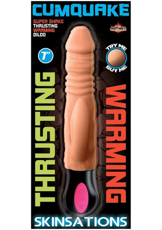 Skinsations Cumquake Super Shake Thrusting Warming Dildo Rechargeable - Flesh - 7in