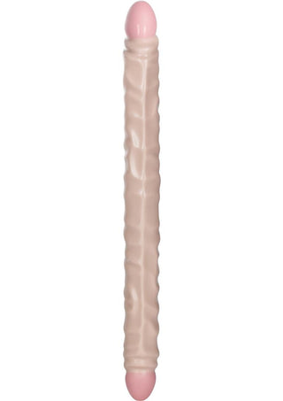 Slim Jim Duo Veined Super Slim Double Dildo - Flesh/Vanilla - 17in