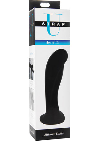 Strap U Heart-On Silicone 6in Dildo - Black