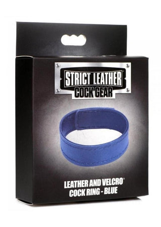 Strict Leather Cock Gear Velcro Leather Cock Ring - Blue