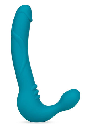 Temptasia Luna Strapless Silicone Vibrating Dildo - Teal - 9in