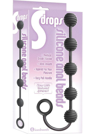 The 9's - S Drops Silicone Anal Beads - Black