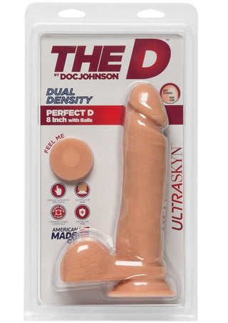 The D Perfect D Ultraskyn Dildo with Balls - Flesh/Vanilla - 8in