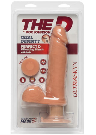 The D Perfect D Ultraskyn Vibrating Dildo with Balls - Flesh/Vanilla - 8in