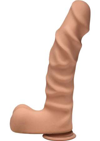 The D Ragin D Ultraskyn Dildo with Balls - Brown/Caramel - 9in