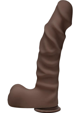 The D Ragin D Ultraskyn Dildo with Balls - Black/Chocolate - 9in