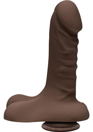 The D Super D Ultraskyn Dildo with Balls - Black/Chocolate - 6in