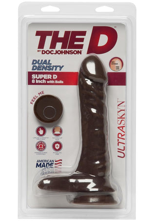 The D Super D Ultraskyn Dildo with Balls - Chocolate - 8in