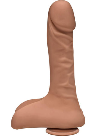 The D Super D Ultraskyn Dildo with Balls - Brown/Caramel - 9in