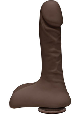 The D Super D Ultraskyn Dildo with Balls - Black/Chocolate - 9in